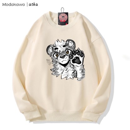 MODAKAWA X atka Tiger Paw Wave Graphic Rundhals-Sweatshirt - Beige - 5XL - image 3