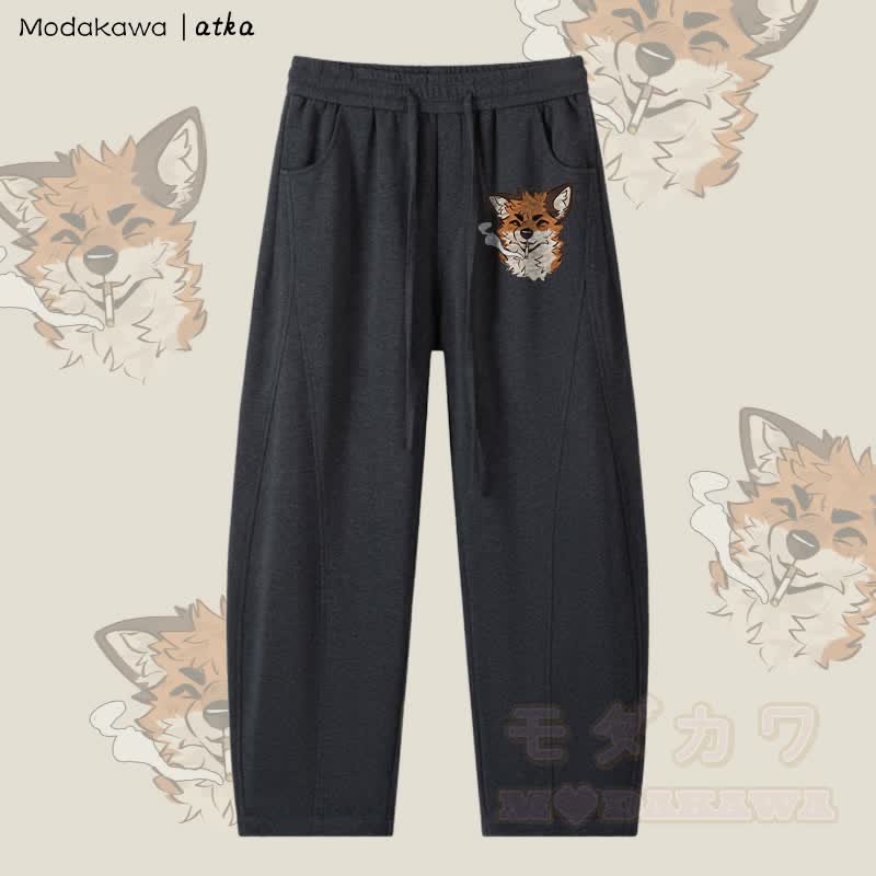 MODAKAWA X atka Fox Smoking Graphic Herren Kordelzughose - Dunkelgrau - 4XL - image 3