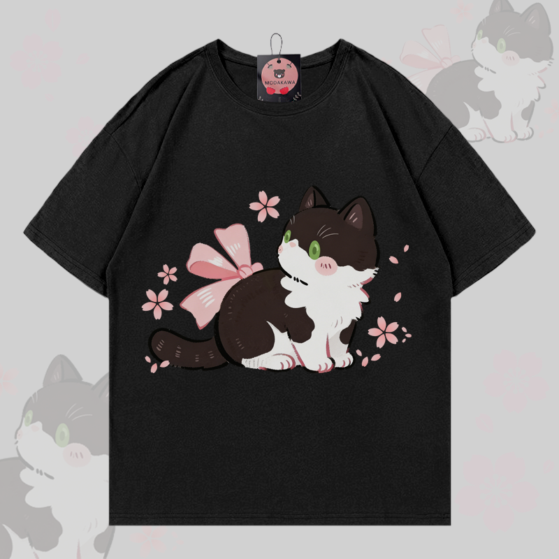 Modakawa T-Shirt mit Katzenmotiv aus 100 % Baumwolle - Black - 5XL - image 3
