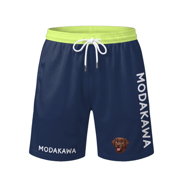 Labrador-Grafik-Sport-T-Shirt, Shorts mit Kordelzug, Modakawa-Passform - Blue Shorts - 5XL - image 7