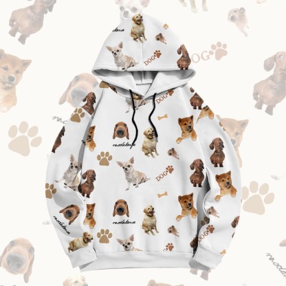 MODAKAWA Pullover-Hoodie mit lustigem Hundemotiv und Allover-Print - White - 6XL - image 3