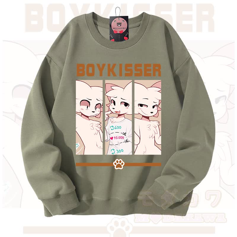 MODAKAWA X zarckets BOYKISSER Fuchs-Grafik Unisex-Sweatshirt - Hellgrün - 3XL - image 6