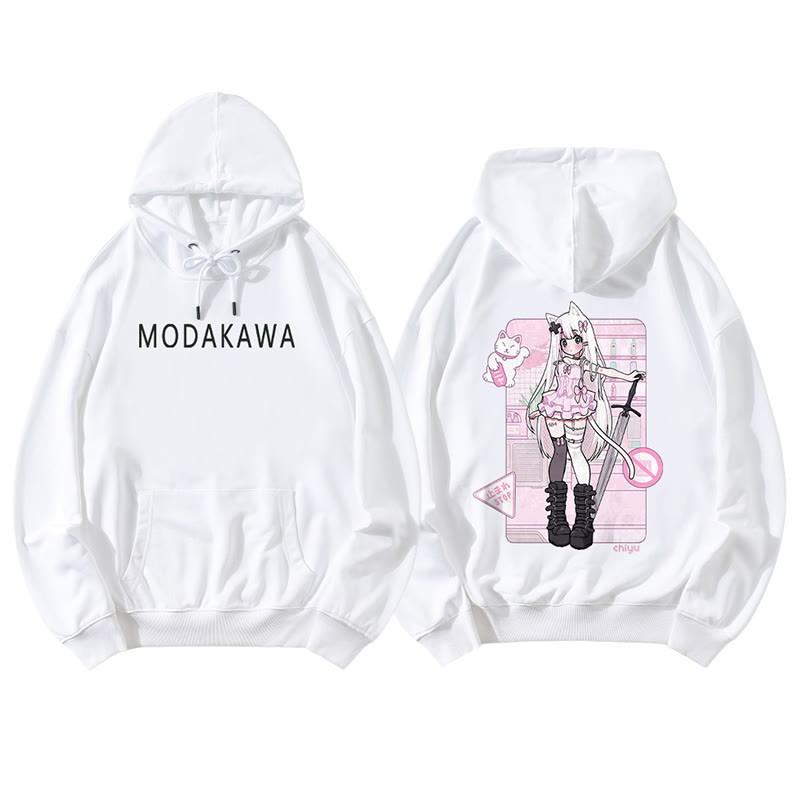 MODAKAWA X airii.exe – Lockerer Kapuzenpullover mit Kitty-Girl-Buchstabendruck - White B - 5XL - image 11
