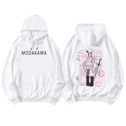 MODAKAWA X airii.exe – Lockerer Kapuzenpullover mit Kitty-Girl-Buchstabendruck - White B - 5XL - image 11