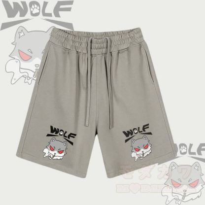 MODAKAWA Smoking Wolf Graphic Drawstring Shorts - Graubraun - 2XL - image 3