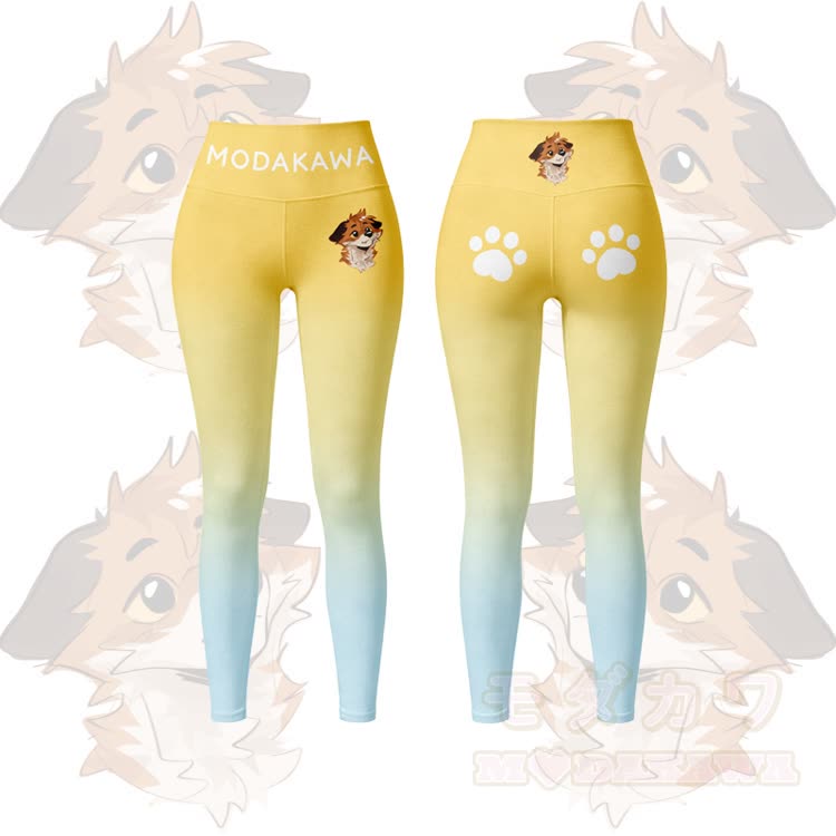 MODAKAWA X atka Fox Sport-BH-Top mit Farbverlauf und passender Leggings - Gelbe Leggings - 5XL - image 7