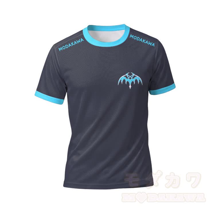 MODAKAWA X Aki Bat Graphic Herren-Sport-T-Shirt, Shorts mit Kordelzug und passendem Outfit - Blaues Oberteil - 5XL - image 5