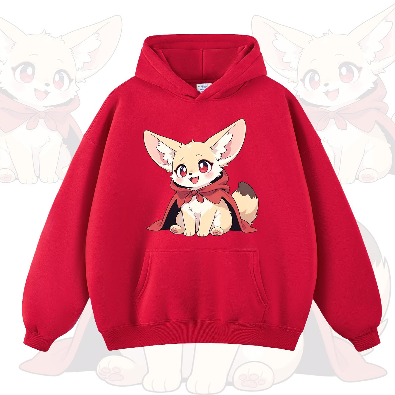 MODAKAWA Hoodie mit niedlichem Fuchs-Print - Rot - 2XL - image 5