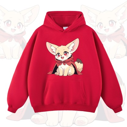 MODAKAWA Hoodie mit niedlichem Fuchs-Print - Rot - 2XL - image 5