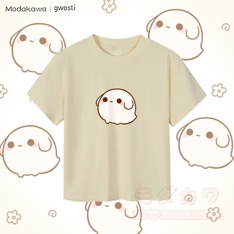 MODAKAWA X gwosti Gwosti Graphic Damen Cropped T-Shirt 92% gekämmte Baumwolle - Aprikose - XL - image 3