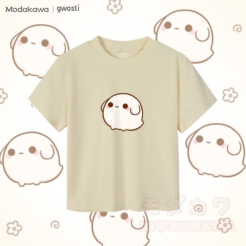 MODAKAWA X gwosti Gwosti Graphic Damen Cropped T-Shirt 92% gekämmte Baumwolle - Aprikose - XL - image 3