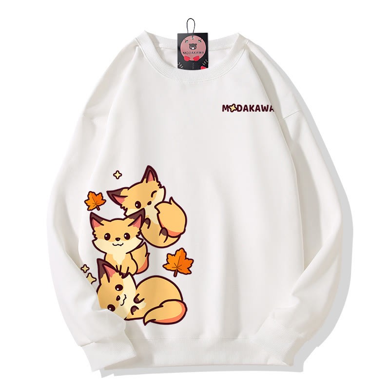MODAKAWA Sweatshirt mit gestapeltem Fuchs-Grafik - White - 5XL - image 4