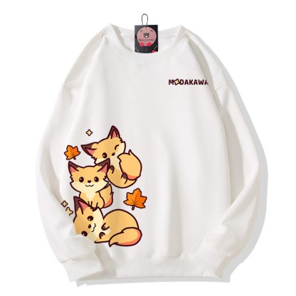 MODAKAWA Sweatshirt mit gestapeltem Fuchs-Grafik - White - 5XL - image 4