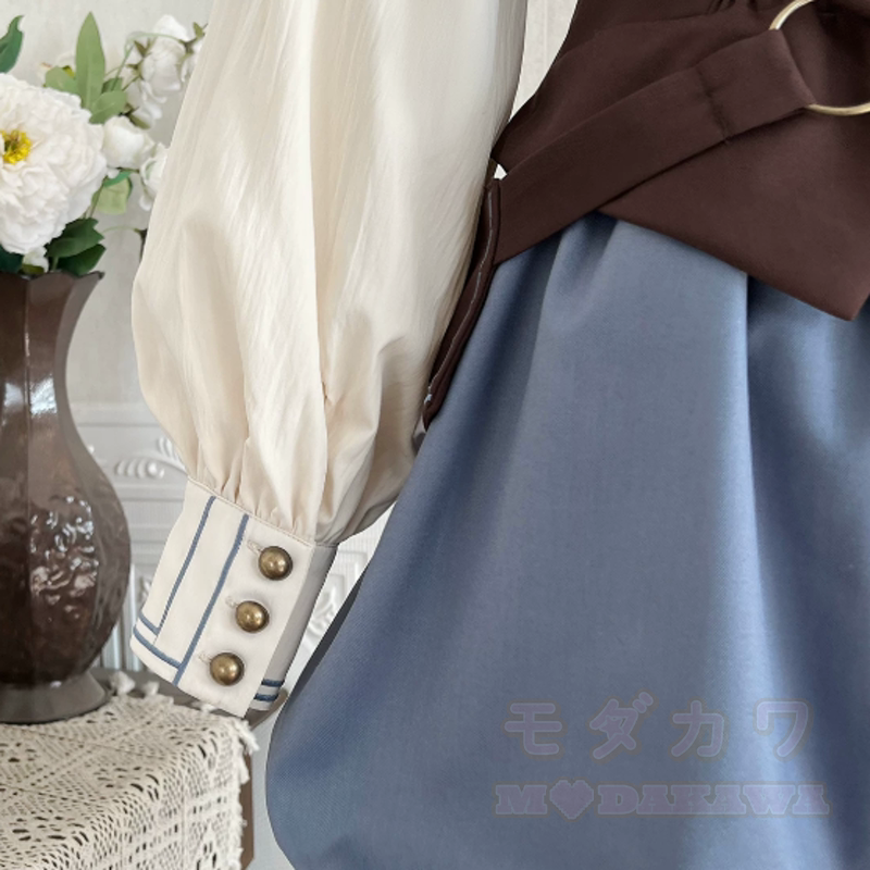 Kawaii-Mode: Dreiteiliges Set aus Bluse mit Puffärmeln, Shorts und Bund - image 8