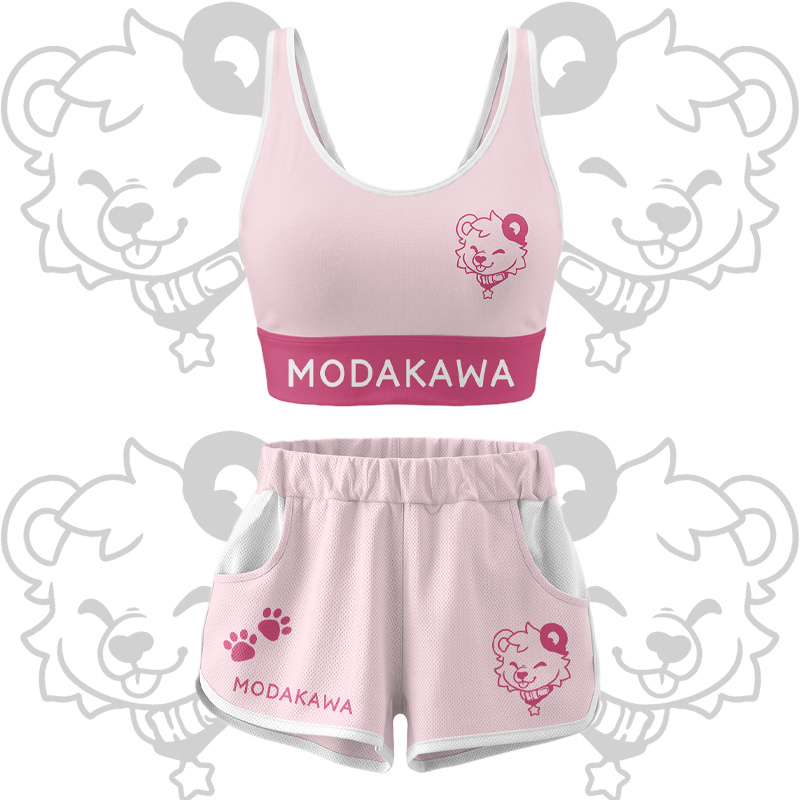 Bären-Grafik Crop Tank Sport Top Shorts Bikini Modakawa passendes Outfit - Pink Set - 5XL - image 15