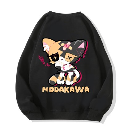 Sad Kitty Grafik Dunkle Ästhetik Unisex Streetwear Sweatshirt - Black - 5XL - image 6