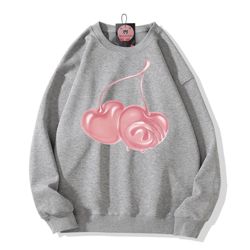 Modakawa Sweatshirt mit Kirschmotiv - Grey - 5XL - image 3