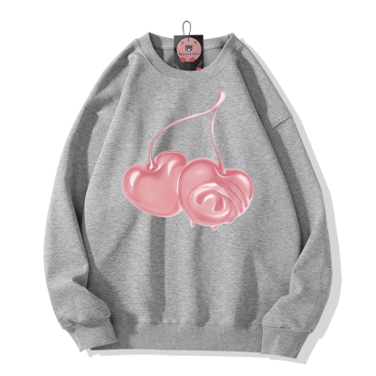 Modakawa Sweatshirt mit Kirschmotiv - Grey - 5XL - image 3