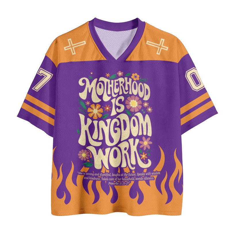 MUTTERSCHAFT IST KÖNIGREICHSARBEIT Cross Fire Nummer Grafik Vintage Mesh Jersey T-Shirt - image 2