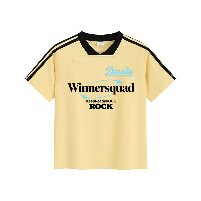 WINNERSQUADE Graphic Modakawa Vintage Stripe V-Neck T-Shirt - Yellow - L - image 4