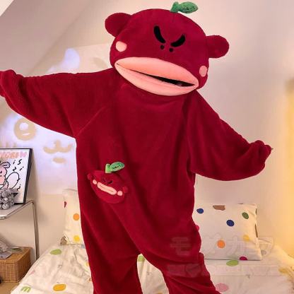 Plüsch-Kapuzen-Einteiler mit Fruchtmonster-Motiv - image 6