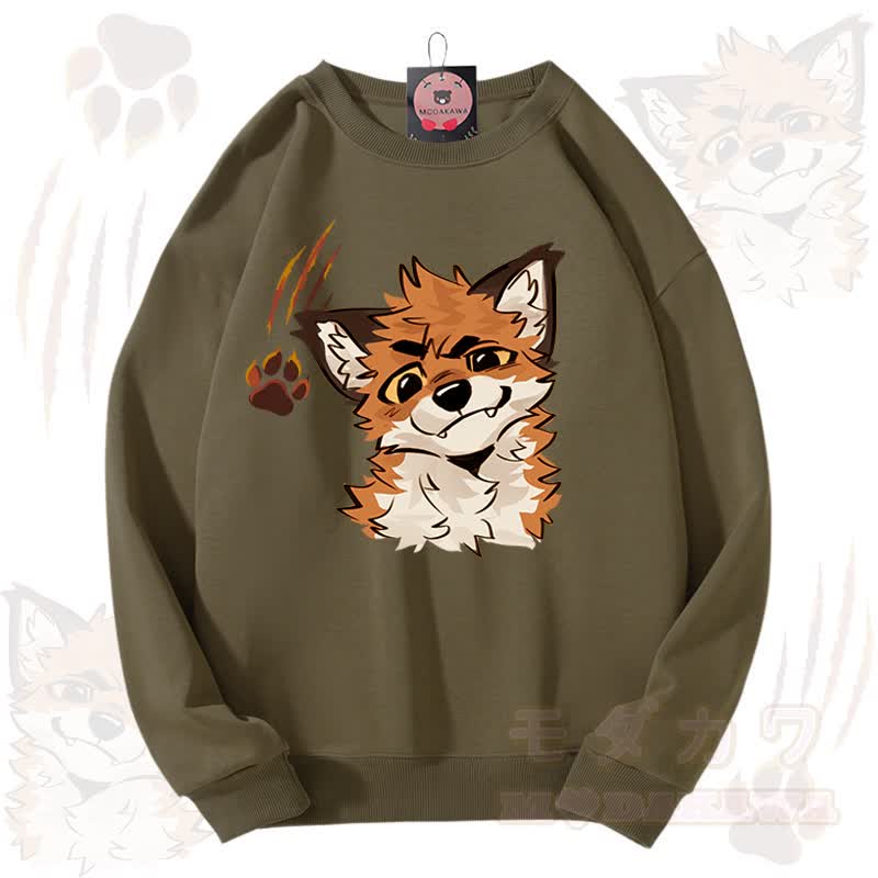 MODAKAWA X atka Fox Graphic Unisex Sweatshirt - Armeegrün - 3XL - image 13