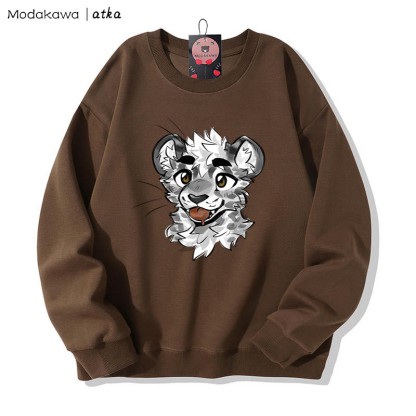 MODAKAWA X atka Cheeky Tiger Face Graphic Round Collar Sweatshirt - Brown - 5XL - image 4