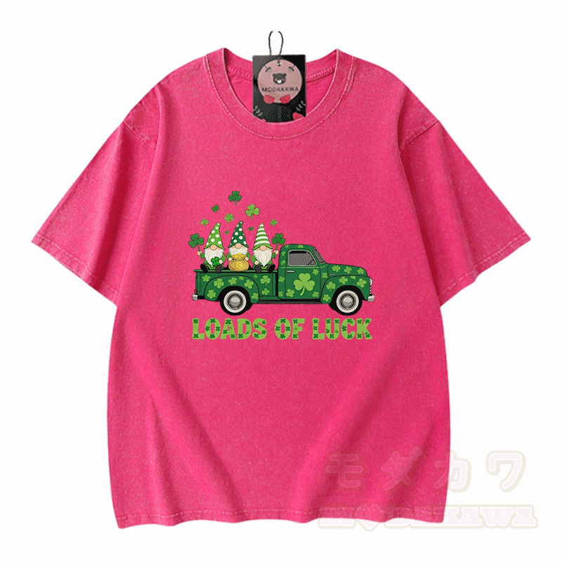 Glücks-St.-Pakrit-Tag – VIEL GLÜCK! Grafik-Modakawa-Vintage-T-Shirt aus 100 % Baumwolle (gewaschen). - Rosenrot - 5XL - image 5