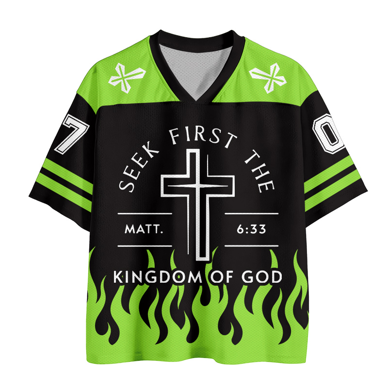 KINGDOM OF GOD Kreuzzahlen-Grafik Vintage Mesh Jersey T-Shirt - image 2