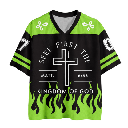 KINGDOM OF GOD Kreuzzahlen-Grafik Vintage Mesh Jersey T-Shirt - image 2