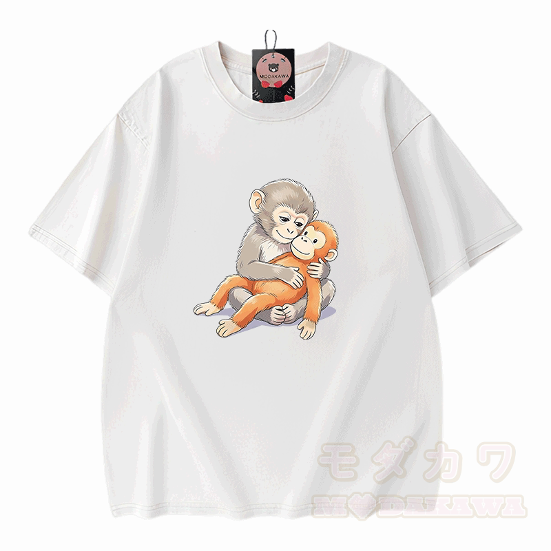 PUNCH Monkey Doll Grafik Modakawa Vintage gewaschenes T-Shirt aus 100% Baumwolle - Weiß - 5XL - image 3