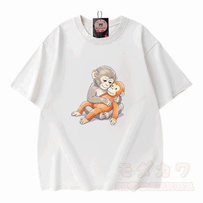 PUNCH Monkey Doll Grafik Modakawa Vintage gewaschenes T-Shirt aus 100% Baumwolle - Weiß - 5XL - image 3