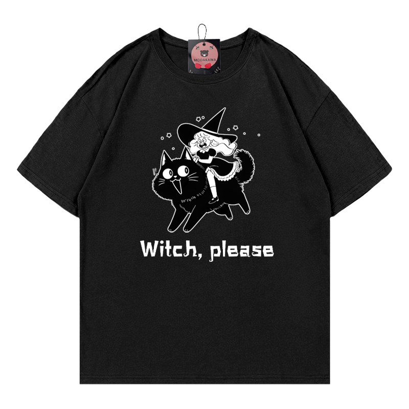 Hexen-Kätzchen-Print-T-Shirt - Black - 5XL - image 5