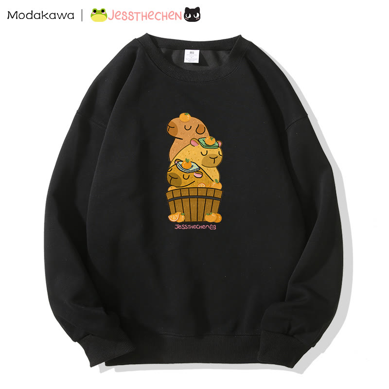 MODAKAWA X jessthechen Sweatshirt mit gestapeltem Capybaras-Grafik - Black - 5XL - image 3