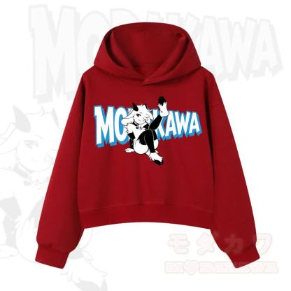 MODAKAWA Langarm-Kapuzenpullover mit Ziegenprint  - Rot B - 3XL - image 17