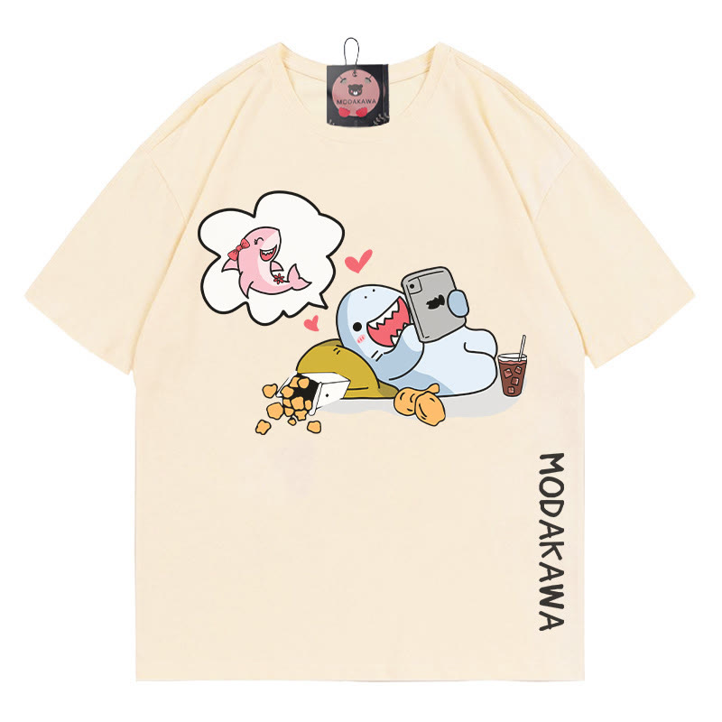 Modakawa T-Shirt mit Hai-Buchstabenprint - Apricot - 5XL - image 4