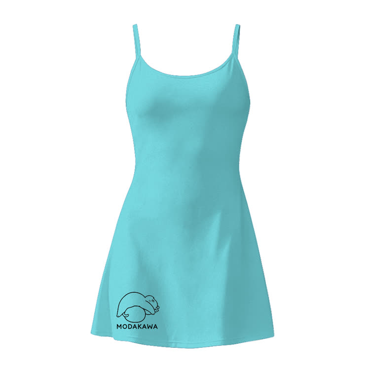 Modakawa ärmelloses Workout-Tenniskleid mit Farbverlauf und versteckten Taschenshorts mit Katzenmotiv - Blue - 2XL - image 9