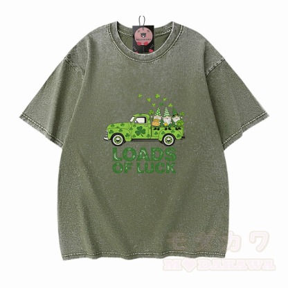 VIEL GLÜCK St. Pakrit's Day Grafik Modakawa Vintage gewaschenes T-Shirt aus 100% Baumwolle - Grün - 5XL - image 8