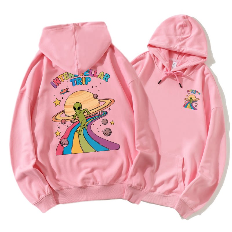 INTERSTELLAR TRIP Cosmic Alien Grafik-Hoodie - Pink - 5XL - image 4