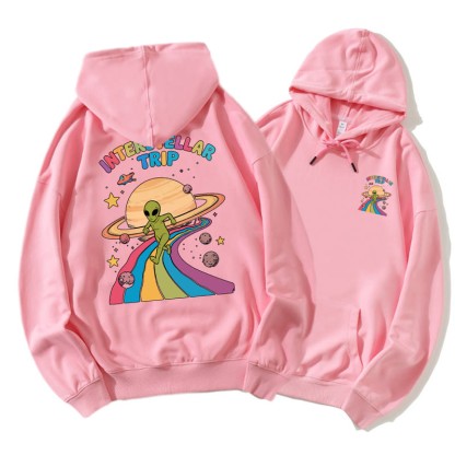 INTERSTELLAR TRIP Cosmic Alien Grafik-Hoodie - Pink - 5XL - image 4