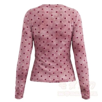 Y2K American Style Vintage Katzenprint Polka Dot Langarm-T-Shirt - image 5