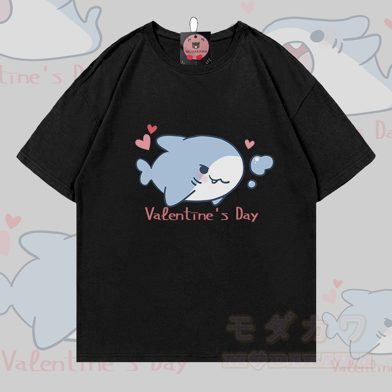 MODAKAWA Fröhlicher Hai Grafik Paar Top - T-Shirt - Schwarz - 5XL - image 4