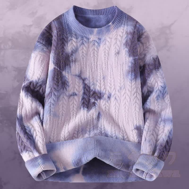 Zweiteiliger Strickpullover mit Batikmuster und Cargohose - Lila Pullover - 3XL - image 7