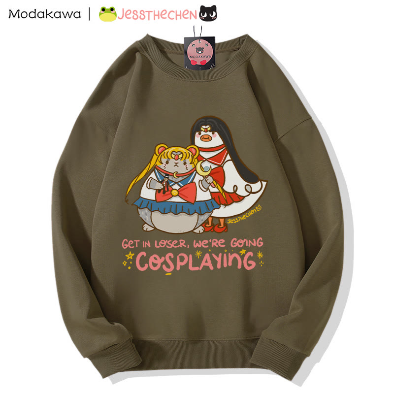 Sweatshirt mit lustigem Tier-Cosplay-Motiv und Rundhalsausschnitt - Dark Khaki - 5XL - image 6