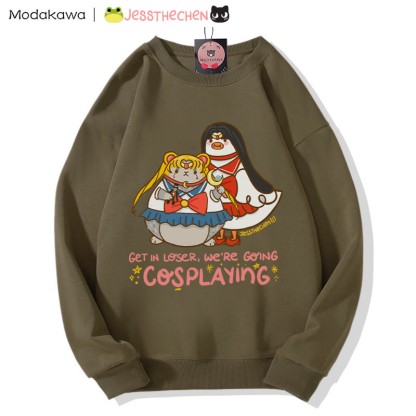 Sweatshirt mit lustigem Tier-Cosplay-Motiv und Rundhalsausschnitt - Dark Khaki - 5XL - image 6