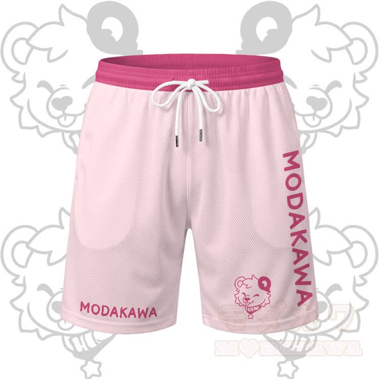 MODAKAWA X popipeko Herren-Sport-T-Shirt mit Bärenmotiv „Zunge raus“ und passender Shorts mit Kordelzug - Pinke Shorts - 5XL - image 9