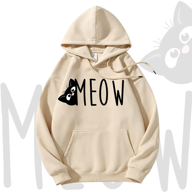 MODAKAWA MEOW Fleecegefütterter Hoodie mit Katzenprint - Khaki - 3XL - image 4