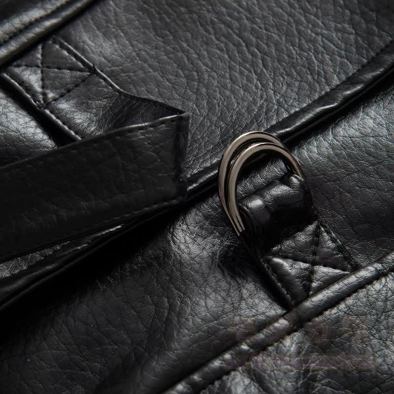 Vintage-Jacke aus Kunstleder mit Stehkragen und Reißverschluss, kurz geschnitten - image 8