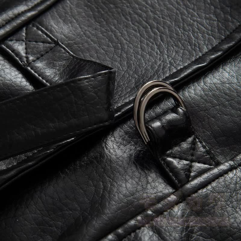 Vintage-Jacke aus Kunstleder mit Stehkragen und Reißverschluss, kurz geschnitten - image 8