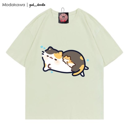 MODAKAWA X gud_doodle T-Shirt mit schlafendem Katzen-Print - Light Green - 5XL - image 6